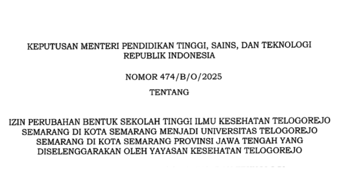 STIKES Telogorejo Resmi Bertransformasi Menjadi Universitas Telogorejo Semarang